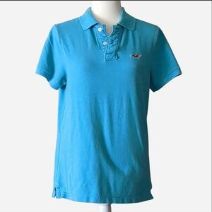 VINTAGE Hollister Co. Teal Blue Pique Polo Shirt | Y2K Aesthetic | Size Medium